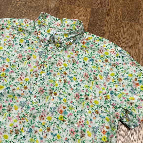 Naked & Famous Denim Lightweight S/S Easy Shirt Button Floral Mens Large - Picture 2 of 9